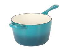 Crock-Pot Artisan 3 Quart Enameled Cast Iron Saucepan With Lid In Teal And Silver - 查看 2