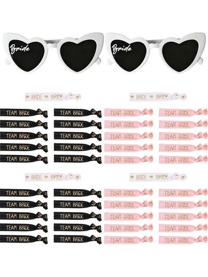 1 Set Bridal Shower Party Accessories, "Bride-To-Be" Heart-Shaped Fashion Glasses And "Bridesmaid" Bracelets; Wedding Party Invitation Gift, Bridesmaid & Groomsman Gift, Wedding Photo Prop, Wedding Ceremony Decor, Outdoor Wedding Photography Prop, Bachelorette Party Decoration, Holiday Party Favors