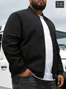 Áo khoác bomber nam cỡ lớn, lót ấm, áo khoác phi công mùa đông, áo khoác gió mùa thu thường ngày có khóa kéo, màu đen. - màu đen - Xem 2