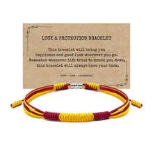 Global Flag Color Woven Bracelet, Colorful Rope & Bead Adjustable Woven Bracelet, USA & Colombia Flag Woven Bracelet, Unisex Wristband - Multicolor - View 10