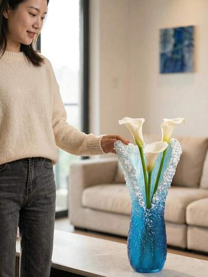 Bình hoa sóng xanh bằng nhựa, Tượng trang trí nhà cửa phong cách biển xanh, Bình hoa sóng bằng nhựa, Đồ trang trí bàn làm việc chủ đề biển, Bình hoa sóng xanh, Đồ trang trí nhà cửa, phòng ngủ, Bình hoa sóng xanh bằng nhựa, Tượng trang trí nhà cửa họa tiết sóng, Phong cách biển | Phong cách Địa Trung Hải