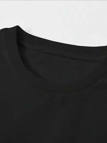Camiseta con Estampado de Alas de Calavera Oscura, Corte Holgado, Transpirable y Cómoda, Manga Corta, Cuello Redondo con Hombros Ligeramente Caídos - Blanco - Ver 2
