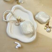 1pc Premium Shell Pattern + Pearl Hanging Chain Earphone Case Compatible For Airpods 1/2/ 3/4/Pro/Pro 2/Pro 3, Shock-Proof Protective Cover - Heart Pearl Bracelet - View 2
