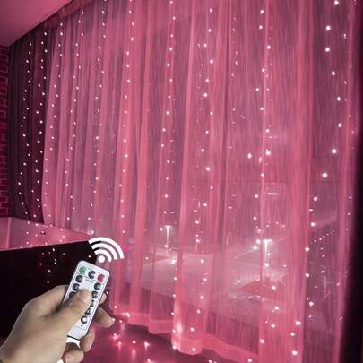 300 LED Curtain String Lights, Fairy String Lights With 8 Light Modes & Remote Controlled, 9.8x9.8ft Indoor Outdoor String Lights For Christmas, Weddings, Party, Bedroom, Wall, Window