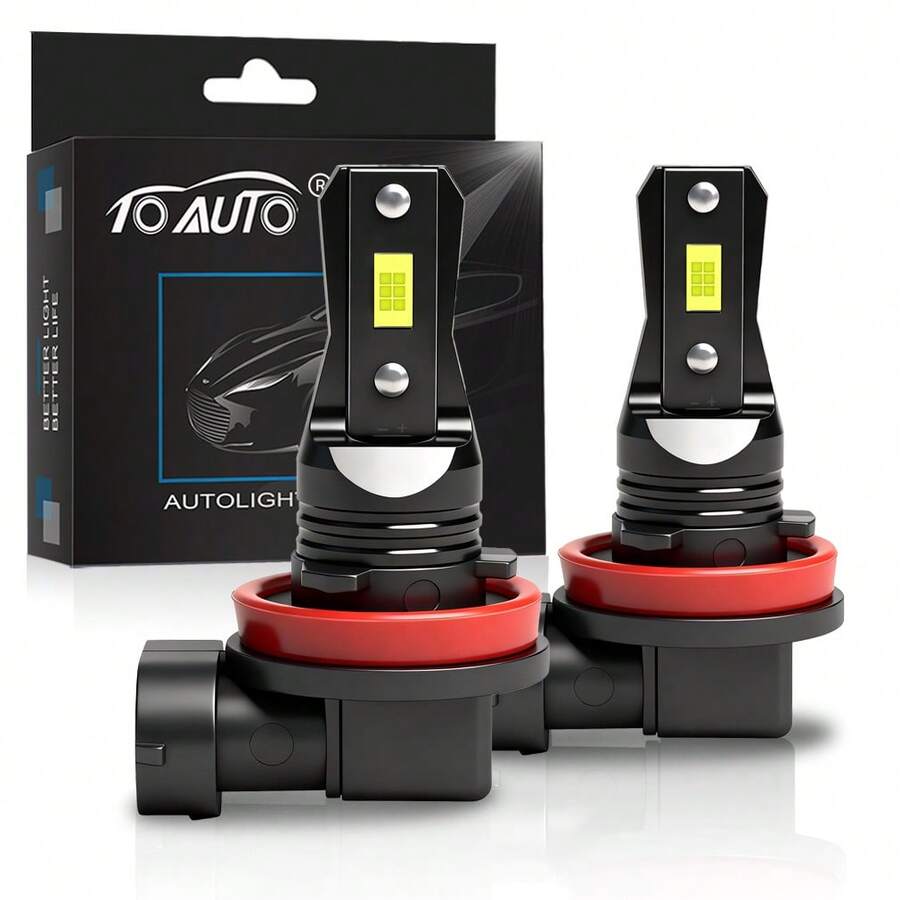 TOAUTO 2个60W 15000LM H11 H7 9005 HB3 9006 HB4 汽车CSP LED雾灯/大灯灯泡 6000K 白色汽车雾灯/日间行车灯 - A - 查看 1