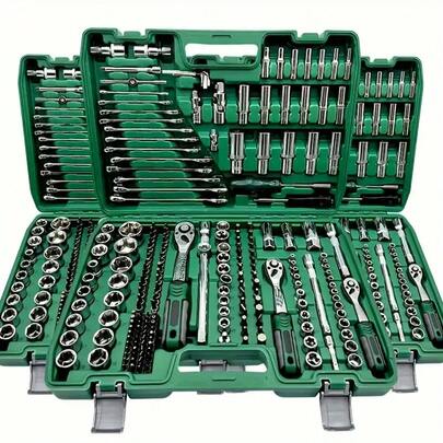 46pcs Ratchet Wrench Socket Set, 1/4" Drive, Vanadium Steel Handtools Kit For Automotive Repair And Home Use, Metric System, Pre-Assembled, Manual Operation, Including Carrying Case