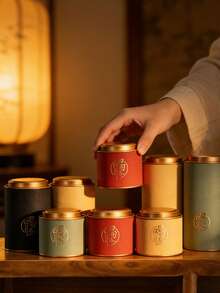 1pc Metal Tea Canister With Ceramic Glaze Coating On Bottom And Lid, Airtight Storage Container For Kitchen And Pantry To Hold Tea Leaves, Coffee Beans, Sugar, Nuts, Suitable For Holiday Gifts And Daily Use - Multicolor - View 8