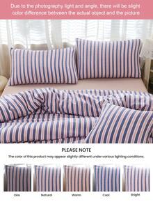 蜜月条纹印花枕套（1个装） - 100% 涤纶，轻盈柔软面料，印花精美，柔软透气，抗皱，信封式开口设计，适用于家居、宿舍、沙发等场所，通过 OEKO-TEX 认证，是送给妈妈的理想礼物 - 彩色 - 查看 8