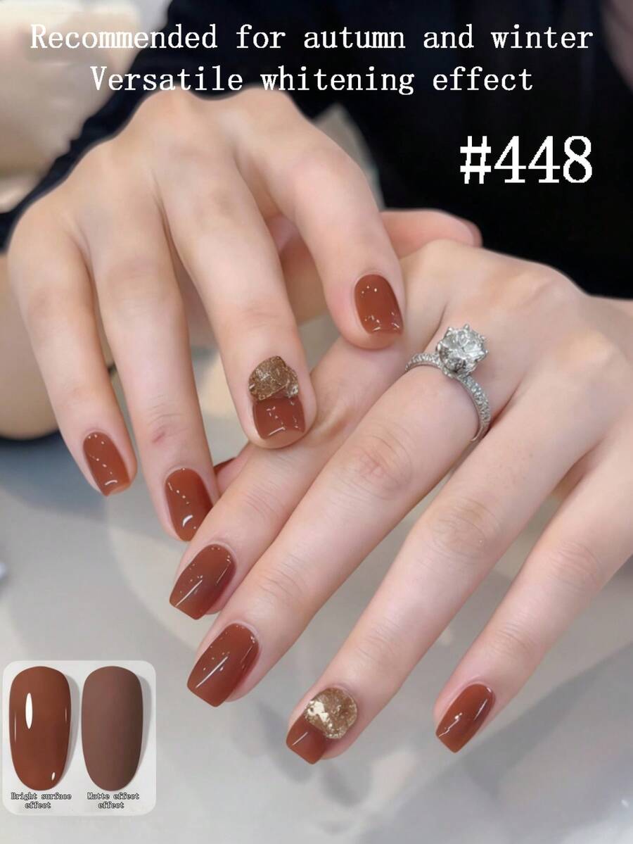 XIANZHIHE 1PC 15ML 夏季红茶棕色指甲油凝胶，2024新款，冰晶半透明琥珀色指甲油凝胶，美白效果美甲用品 - 棕色 - 查看 1