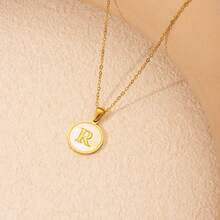 26 Mặt Dây Chuyền Chữ Vàng (Có Thể Tùy Chỉnh), Trang Sức Chữ Cái Bằng Thép Không Gỉ, Phù Hợp Cho Nữ, Lựa Chọn Quà Tặng Cá Nhân Hóa, Đeo Hàng Ngày - vòng cổ chữ cái - Xem 12