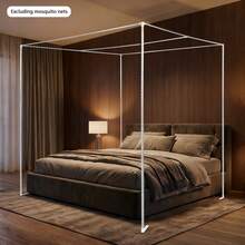 Bed Frame, 6.56*6.56*6.56 Ft/4.92*6.56*6.56 Ft Mosquito Net Frame, Full Size Stainless Steel Square Bed Mosquito Grid Beam, Not Wobbly, Suitable For Beds Ranging From 1.5 Meters To 2 Meters - 銀色 - 查看 8