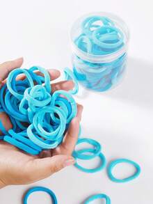 50 peças de elásticos de cabelo de nylon sem costura azul oceano em frasco de grande capacidade, azul royal e azul celeste, alta elasticidade, não danificam o cabelo, finos, elásticos macios para rabo de cavalo para mulheres, adolescentes e adultos, adequados para tranças, cabelo encaracolado ou liso, acessórios de cabelo de alta resistência para fitness, desporto, ioga, corrida, natação, elásticos antiderrapantes, presente ideal para o Dia da Mãe, aniversário, festa de praia de verão - Azul - Ver 3