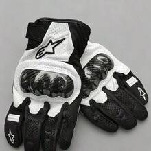 Alpinestars SMX-1 AIR V2 摩托车手套，超细纤维皮革碳纤维材质，适用于骑行、摩托车、越野摩托车、自行车，透气防护，耐磨，触屏操作，男女通用 - 白色 - 查看 7