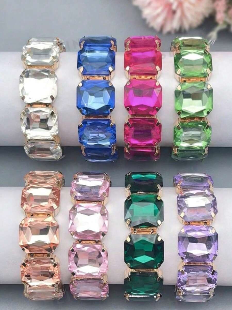 1 chiếc vòng tay pha lê vuông sang trọng 23*23mm, thích hợp cho kỳ nghỉ và tiệc tùng. - vòng đeo tay - Xem 1