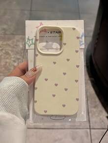 1个白色和棕色调扁平心形极简全包覆TPU防震手机壳，兼容苹果17、16、15、14、13、12、11 Pro Max、Air - 彩色 - 查看 4