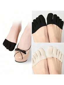 1pc/3pairs Women's Anti-Chafing Half-Foot Five-Toe Socks, Breathable Half-Size Pads For High Heels, Invisible Front-Foot Toe Separator Socks, Anti-Slip Sweat-Absorbing Breathable Ventilated, Includes Soft High Heel Pads, Ergonomic Design For Ultimate Comfort - Multicolor - View 4