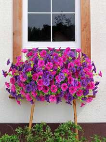 4pcs- Bright Multicolor Artificial Plant Flowers Outdoor Spring/Summer Decor, Pink Silk Daisies Eucalyptus Realistic Resistant, Suitable Indoor And Outdoor Decor Outdoor Home Planter Porch Patio Garden Window Patio Decor, Wedding And Home DecorPatio Garden Window Yard Decor,Decorations,Winter Decoration, New Year 2026 - Two Colors - View 4