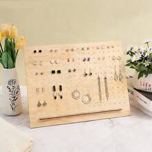 1pc 11X14inch Large Wooden Earring & Jewelry Display Organizer Rack - Multi-Functional Jewelry Storage Holder, Desktop Earring Organizer, Material, Minimalist Design, Sturdy Structure, Suitable For Small Business Owners, Retail Stores, Home And Craft Storage, Wooden Jewelry Display Tower - LLA168-a1 - View 7