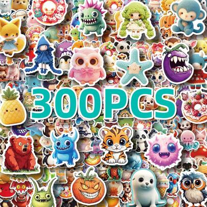 300 PCS Cute Monster Sticker Pack – Random Assorted Vinyl Decals With Animals, Sweet Treats And Fantasy Monster Designs, Waterproof Stickers For Laptops, Planners, Luggage And Gift Sets, Vibrant Whimsical Decor, Scrapbookers And Anyone Who Wants To Add Charming, Personalized Flair To Their Belongings, High-Value Bulk Set For Endless Creative Projects