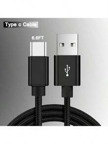 USB-C 数据线 1-2 条装 尼龙编织 3.3 英尺/6.6 英尺/10 英尺 USB-A 转 Type-C 充电线 快速充电线 兼容 Galaxy S25 S24 S23 S22 S21 S20 手机 快速充电线 - 彩色 - 查看 16