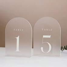White Arched Wedding Table Numbers 1-15/1-20/1-30 With Stands, 5x7 Inch White Acrylic Arch Sign With Numbers, Acrylic Table Numbers For Wedding Reception - View 14