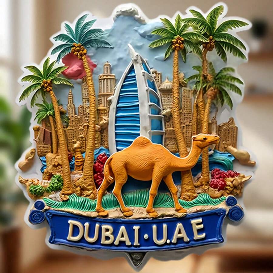 Nơi cội nguồn Bedouin giao thoa với bầu trời: Hình ảnh 3D sa mạc Dubai quyến rũ với những cồn cát phủ bụi vàng và những tòa tháp kính, đoàn lạc đà và ốc đảo cọ – Đêm Ả Rập dành cho tủ lạnh của bạn. - Sa mạc Dubai - Xem 1