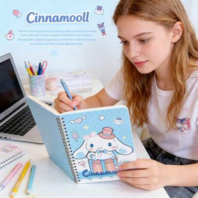 SANRIO 1 cuốn sổ tay lò xo A5, sổ ghi chép có dòng kẻ dễ thương dùng cho văn phòng và lập kế hoạch hàng ngày, sổ tay di động.