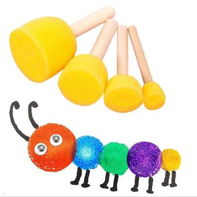 4 pezzi Pennelli da pittura in spugna, Timbri rotondi in spugna, Strumenti per pittura e graffiti fai-da-te