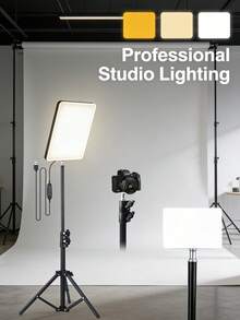 A Multifunctional 10 Inch Square  LED Square Light Kit,  With A 110cm Phone Holder, A Single Tablet Light With A Quarter Screw, Adjustable To 3 Colors - USB Powered | Suitable For Home, Video Recording, And Mobile Live Streaming,Game Streaming - Black - View 2