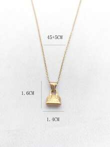 1pc Elegant 18K Gold Plated Stainless Steel Handbag Pendant Niche Luxury Necklace, Unisex Daily Wear - Yellow Gold - View 8