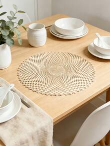 1/4/6pcs Minimalist Fashion Creative Polka Dot PVC Gold Foil Placemats, Minimalist Stylish Coasters, Coffee Machine Mats, Non-Slip Heat-Resistant Tablemats, Suitable For Wedding Party, Holiday Celebration, Picnic, Birthday Banquet Table Decor - Multicolor - View 4