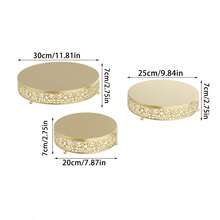 EZIFY 3-Tier Round Metal Cake Stands, Dessert Display Set For Weddings, Birthdays, Valentine's Day, Graduation & Holiday Themed Parties - 金色 - 查看 1