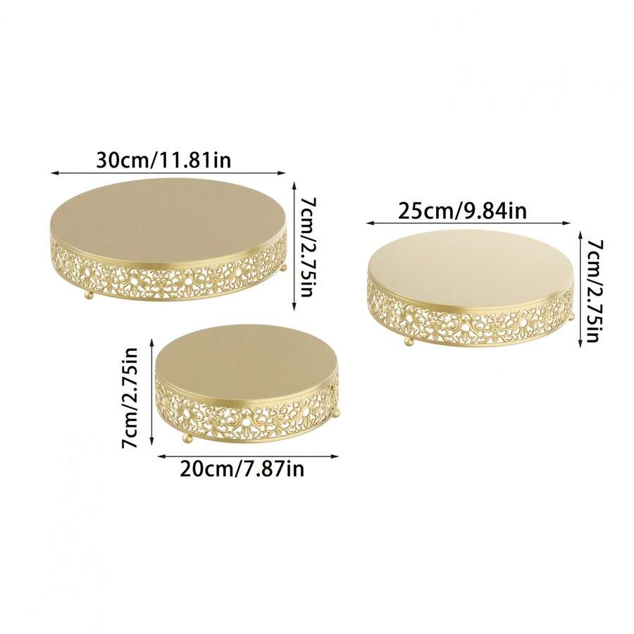 EZIFY 3-Tier Round Metal Cake Stands, Dessert Display Set For Weddings, Birthdays, Valentine's Day, Graduation & Holiday Themed Parties - 金色 - 查看 1