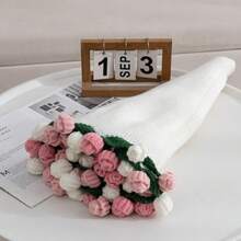 钩针渐变玫瑰花披肩，情人节礼物 - 彩色 - 查看 8