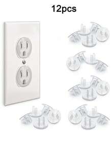 24 piezas/20 piezas/18 piezas/12 piezas Cubiertas protectoras para tomas de corriente, para y protección de bebés contra descargas eléctricas. Fáciles de instalar y cubiertas de plástico confiables para tomas de corriente. - transparente - Ver 13