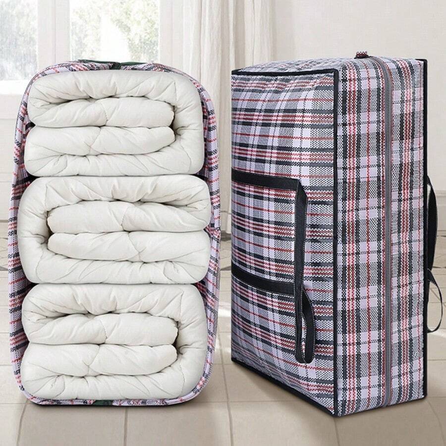 1 pièce Grand sac de rangement imperméable portable, peut être utilisé comme sac de rangement pour couette, sac de rangement pour vêtements, sac d'emballage pour déménagement, grand sac de rangement imperméable en tissu, fermeture éclair - Sac de rangement multifonction durable, convient pour le déménagement, la chambre, les voyages et le rangement des outils - Plusieurs couleurs disponibles, sac de rangement, boîte de rangement - Multicolore - Voir 1