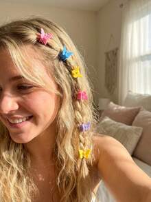 60pcs Cute Mini Colorful Butterfly Hair Clips, Suitable For Girls, Mother's Day Gift - Multicolor - View 2