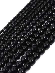 1 String 4/6/8/10mm Natural Black Agate Round Spacer Beads, Suitable For Jewelry Making DIY Bracelets Necklaces - Multicolor - View 4
