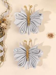 2 Stücke rosa/beige/silbrige Schmetterling Haarclips mit funkelnden Strass Dekor, zarte Haarclip, süße Barrettes für Alltag, Hochzeit, Party, Festival, Picknick, Geschenk, Haarspangen für Teenager Haarzubehör - Verschiedenfarbig - Übersicht 13