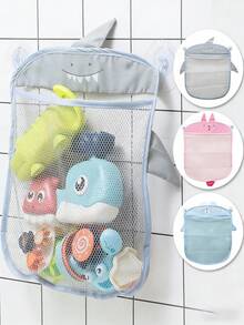 1 pieza Organizador de juguetes de baño con diseño de animal de dibujos animados, cesta de ducha de malla transpirable con ventosas, bolsa de almacenamiento para el baño - Multicolor - Ver 1
