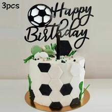 Set de decoración de pastel de cumpleaños con tema de fútbol, que incluye 6 piezas/3 piezas/1 pieza, con portería de acrílico, decoraciones de pastel de fútbol, adecuado para decoración de fiesta de cumpleaños de deportes de fútbol - Multicolor - Ver 9