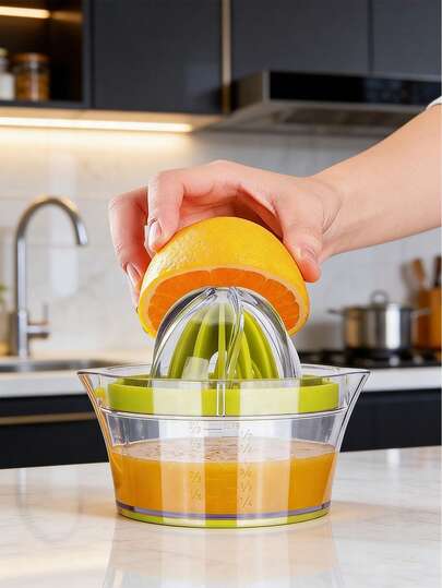 1pc Manual Lemon Juicer, Suitable For Washing Dishes, Multifunctional To Juice Oranges, Citrus And Limes, Practical Fruit Squeezer With Measuring Cup, Capacity 400ml, Essential Kitchen Gadget
