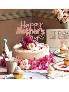 1 pieza Decoración para pastel del Día de la Madre - Decoración de cupcake con tema del Día de la Madre que presenta un diseño en oro rosa "Mejor mamá". Este adorno de tapa de pastel "Feliz Día de la Madre" es perfecto para la decoración de hornear y el estilo de pastel del Día de la Madre. - multicolor - Ver 4