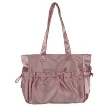 New Product Satin Folded Bow Tote Bag Sweet Advanced Girl Shoulder Bag Fashionable Large Capacity Commuting Underarm Bag - trắng - Xem 11