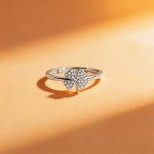 1 chiếc nhẫn bạc S925 cao cấp thiết kế hình lá, đính đá Cubic Zirconia, bản nhẫn có thể điều chỉnh, trang sức thanh lịch và sang trọng để đeo hàng ngày dành cho nữ. - Bạc - Xem 10