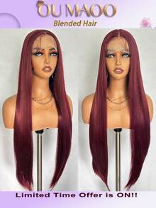 即戴即走,无需胶水,真人混纺直发,高清透明蕾丝前假发,13x4,无需胶水,巴西原生发际线,200%密度,预先拔毛,带婴儿发。 - SBUG - 查看 2