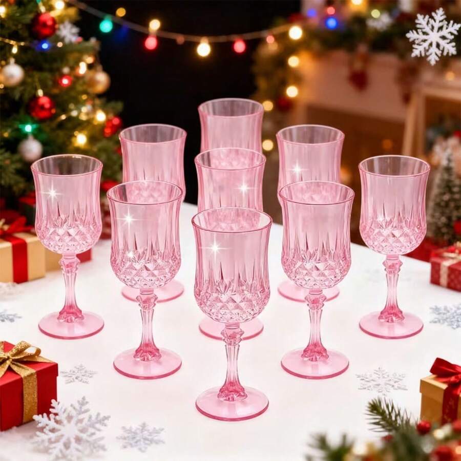 Bộ 6/2/1 ly cocktail sâm panh, nước ép, tráng miệng màu hồng, thiết kế dập nổi cổ điển, chất liệu cao cấp, thích hợp cho tiệc tùng, đám cưới sang trọng, họp mặt năm mới, sự kiện công ty, hoạt động Ramadan, trường học. - Xem 1