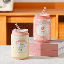 Handpainted High-Quality Butterfly Straw Cup Ceramic Mug With Lid, Couple Birthday/Gift - Hand-painted Flowers - View 2