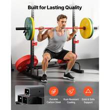 Power Cage Squat Rack, Home Gym Power Rack With Adjustable Height & Width, 550LBS Strength Training Workout Equipment With Barbell Storage Racks & J-Hooks For Bench Press, Squat, Weight Lifting - Small Model, Adjustable Width - View 6