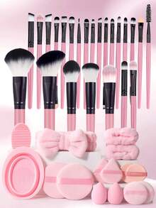 Bộ dụng cụ trang điểm 39 món bao gồm: Bộ 24 cọ trang điểm + 1 dụng cụ vệ sinh cọ trang điểm + 1 băng đô cài tóc + 2 dây đeo bát đựng phấn + 2 bông phấn dạng cushion + 2 bông phấn tam giác + 2 bông phấn tròn + 1 dụng cụ vệ sinh cọ trang điểm + 2 mút trang điểm + 2 bông phấn tròn, tất cả trong một & thân thiện với người mới bắt đầu | Dễ dàng mang theo du lịch & thích hợp làm quà tặng | Hoàn hảo cho người mới bắt đầu/phụ nữ - Nhiều màu - Xem 13